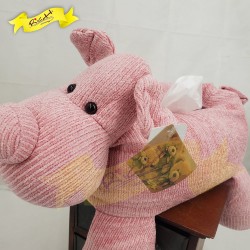 針織絲絨冷公仔紙巾盒套 - 小豬 (36cm)