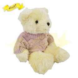 傳統熊公仔Teddy Bear 米色- 連粉紅色絲絨冷針織衣服 (43cm) 