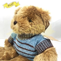 傳統熊公仔Teddy Bear 啡色- 連絲絨冷針織衣服 (43cm) 