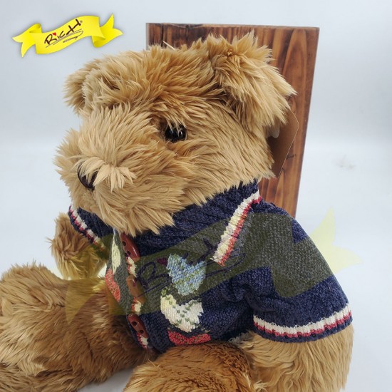 傳統熊公仔Teddy Bear 啡色- 連絲絨冷針織衣服 (43cm) 