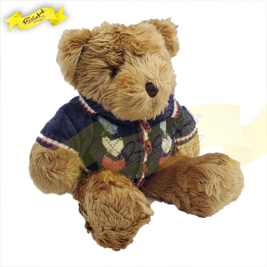 傳統熊公仔Teddy Bear 啡色- 連絲絨冷針織衣服 (43cm) 