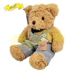 傳統熊公仔Teddy Bear 啡色- 連灰色工人褲 (43cm) 