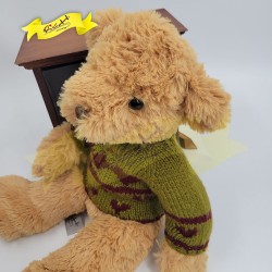 傳統熊公仔Teddy Bear 淺啡色- 連冷衫 (38cm) 