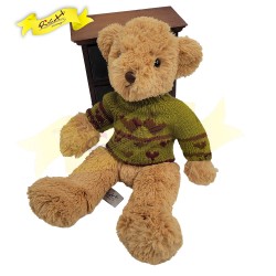 傳統熊公仔Teddy Bear 淺啡色- 連冷衫 (38cm) 