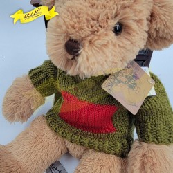 傳統熊公仔Teddy Bear 淺啡色- 連冷衫 (38cm) 