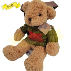 傳統熊公仔Teddy Bear 淺啡色- 連冷衫 (38cm) 