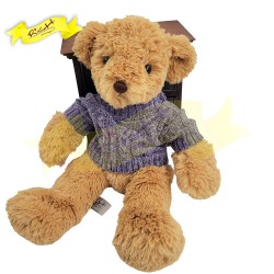 傳統熊公仔Teddy Bear 淺啡色- 連冷衫 (38cm) 