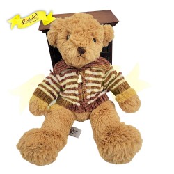傳統熊公仔Teddy Bear 淺啡色- 連冷衫 (38cm) 