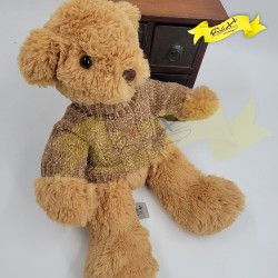 傳統熊公仔Teddy Bear 淺啡色- 連冷衫 (38cm) 