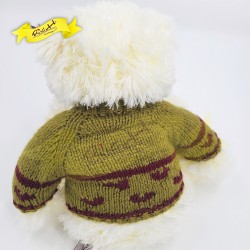 熊公仔Teddy Bear 混色白色連綠色心心冷衫 (43cm)