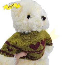 熊公仔Teddy Bear 混色白色連綠色心心冷衫 (43cm)