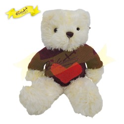 熊公仔Teddy Bear 混色白色連心心冷衫 (43cm)