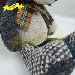進口意大利布藝綠/灰色織花熊仔 Teddy Bear (35cm)