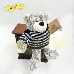 雲石紋熊公仔Teddy Bear - 連藍白間條色針織冷衫 (25cm) 