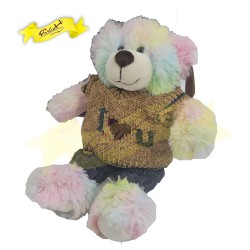 扎染彩熊- 糖果彩虹 - 連絲絨冷冷衫 25cm