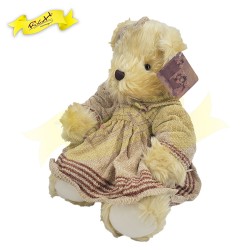 傳統熊公仔Teddy Bear 金色- 連杏色絲絨冷針織連身裙 (40cm) 