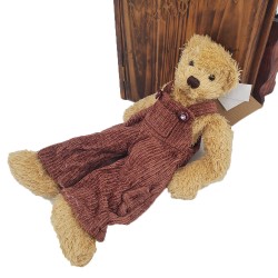 傳統熊公仔Teddy Bear 淺啡色- 連工人褲 (33cm) 