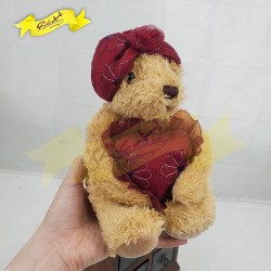 淺啡色抱心熊公仔 teddy bear 連帽 (23cm)