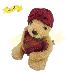 淺啡色抱心熊公仔 teddy bear 連帽 (23cm)