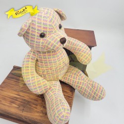 針織絲絨冷熊40cm - 格子
