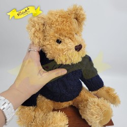 傳統熊公仔Teddy Bear 啡色- 連手織冷衫 (33cm) 