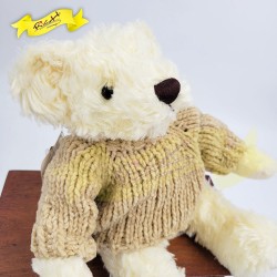 熊公仔Teddy Bear 白色連絲絨冷冷衫 (25cm)