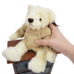 熊公仔Teddy Bear 白色連絲絨冷冷衫 (25cm)