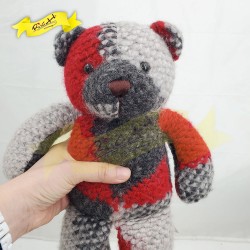 進口意大利布藝紅/灰色織花熊仔 Teddy Bear (30cm)