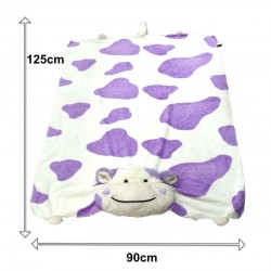 動物造型毛毯 - 紫色乳牛 (125cm x 90cm) 買一送一 (隨機款)