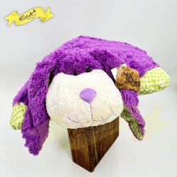 公仔攬枕抱枕/靠墊(2種變身Cushion) - 紫色兔子(綠色格仔底)  (45cm x 37cm)