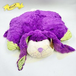 公仔攬枕抱枕/靠墊(2種變身Cushion) - 紫色兔子(綠色格仔底)  (45cm x 37cm)