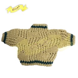 手織通花冷衫中碼(M) - 米黃拼綠 (16cm X 15cm)